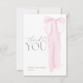 ピンクボウミニマリストガールベビーシャワー サンキューカード (正面)