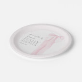 ピンクボウミニマリストガールベビーシャワー ペーパープレート (アングル)