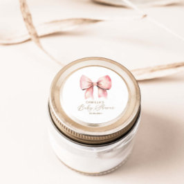 ピンクボウミニマリストガールベビーシャワー ラウンドシール