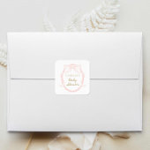 ピンクボウミニマルガール赤ちゃんシャワー スクエアシール