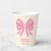 ピンクボウミニマルスウィートガール誕生日 紙コップ (正面)