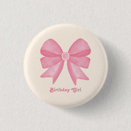 ピンクボウミニマルスウィート誕生日ガール 缶バッジ