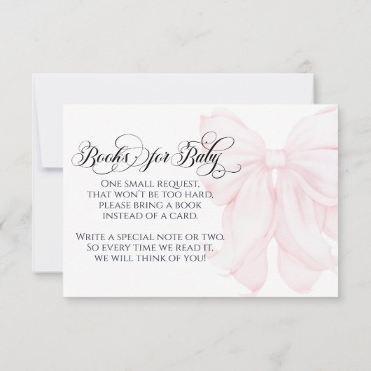 ピンクボウモダンガールエレガントベビーシャワーおむつ 招待状 (裏面)