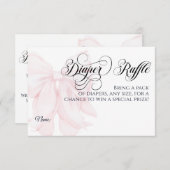 ピンクボウモダンガールエレガントベビーシャワーおむつ 招待状 (正面/裏面)