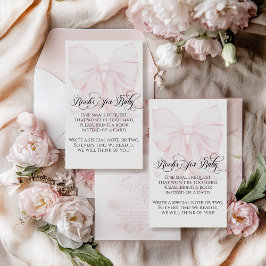 ピンクボウモダンガールエレガントベビーシャワーブック エンクロージャーカード