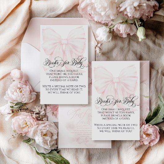 ピンクボウモダンガールエレガントベビーシャワーブック エンクロージャーカード