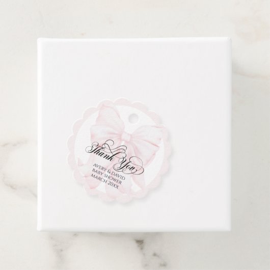 ピンクボウモダンガールエレガントベビーシャワー フェイバータグ (インサイチュ)