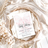 ピンクボウモダンガールエレガントベビーシャワー 招待状