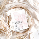 ピンクボウモダンガールエレガントベビーシャワー 招待状