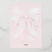 ピンクボウモダンガールエレガントベビーシャワー 箔招待状 (裏面)
