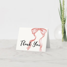 ピンクボウモダンガールベビーシャワー サンキューカード