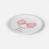 ピンクボウモダンガールベビーシャワー ペーパープレート (アングル)