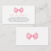 ピンクボウモダンガール赤ちゃんシャワーベビー本 エンクロージャーカード (正面/裏面)