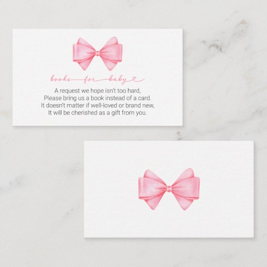 ピンクボウモダンガール赤ちゃんシャワーベビー本 エンクロージャーカード (正面/裏面)