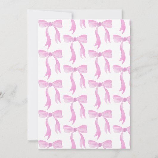 ピンクボウモダンガール赤ちゃんシャワー 招待状 (裏面)