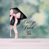 ピンクボウモダングラデーション上限QRコードカレッジファンド アクリルサイン (ニュートラル)