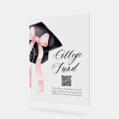 ピンクボウモダングラデーション上限QRコードカレッジファンド アクリルサイン (傾斜)