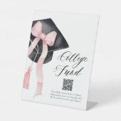 ピンクボウモダングラデーション上限QRコードカレッジファンド 台座サイン (正面)