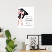 ピンクボウモダンコケット卒業キャップへようこそ ポスター (ホームオフィス)