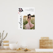 ピンクボウモダンコケット卒業キャップへようこそ ポスター (キッチン)