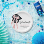 ピンクボウモダンコケット卒業キャップ卒業 ペーパープレート (パーティー)