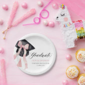 ピンクボウモダンコケット卒業キャップ卒業 ペーパープレート (パーティー)