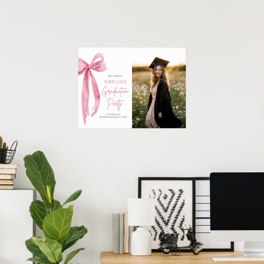 ピンクボウモダンコケット卒業パーティーへようこそ ポスター (ホームオフィス)