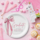 ピンクボウモダンコケット卒業生 ペーパープレート (パーティー)