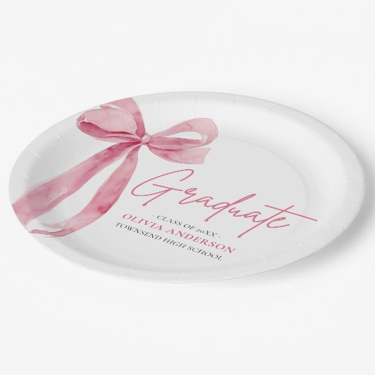 ピンクボウモダンコケット卒業生 ペーパープレート (アングル)