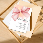 ピンクボウモダンバレンタインデーパーティの招待状 招待状