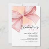 ピンクボウモダンバレンタインデーパーティの招待状 招待状 (正面)