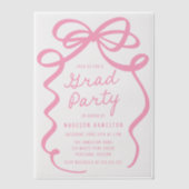 ピンクボウモダンフォト卒業パーティー ベラム紙招待状 (正面)