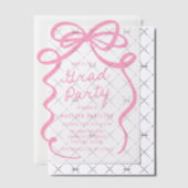 ピンクボウモダンフォト卒業パーティー ベラム紙招待状 (オフセット (招待状))