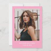 ピンクボウモダンフォト卒業パーティー 招待状 (裏面)