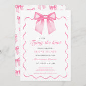 ピンクボウモダンブライダルシャワー招待 招待状 (正面/裏面)