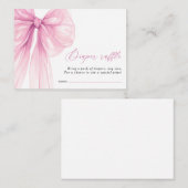 ピンクボウモダンベイビーシャワーおむつラッフル エンクロージャーカード (正面/裏面)