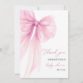 ピンクボウモダンベイビーシャワー サンキューカード (正面)