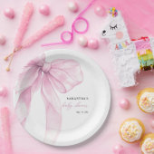 ピンクボウモダンベイビーシャワー ペーパープレート (パーティー)