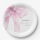ピンクボウモダンベイビーシャワー ペーパープレート (正面)