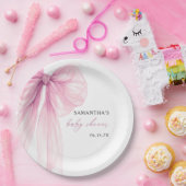 ピンクボウモダンベイビーシャワー ペーパープレート (パーティー)