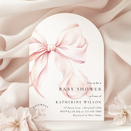 ピンクボウモダンベイビーシャワー 招待状