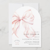 ピンクボウモダンベイビーシャワー 招待状 (正面)