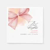 ピンクボウモダンベビエレガントーシャワー スタンダードカクテルナプキン (正面)
