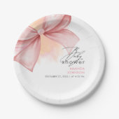 ピンクボウモダンベビエレガントーシャワー ペーパープレート (正面)