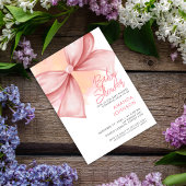 ピンクボウモダンベビーエレガントシャワー招待状 招待状