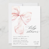 ピンクボウモダンベビーシャワー招待状 招待状 (正面)