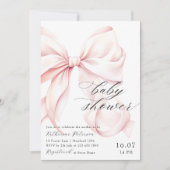 ピンクボウモダンベビーシャワー招待状 招待状 (正面)