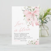 ピンクボウモダンラブイン開花フローラブライダルシャワー 招待状 (スタンド正面)