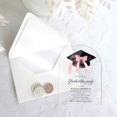 ピンクボウモダン卒業式キャップ卒業アーチ アクリル招待状