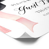 ピンクボウモダン卒業式パーティーゲストブックサイン ポスター (角)